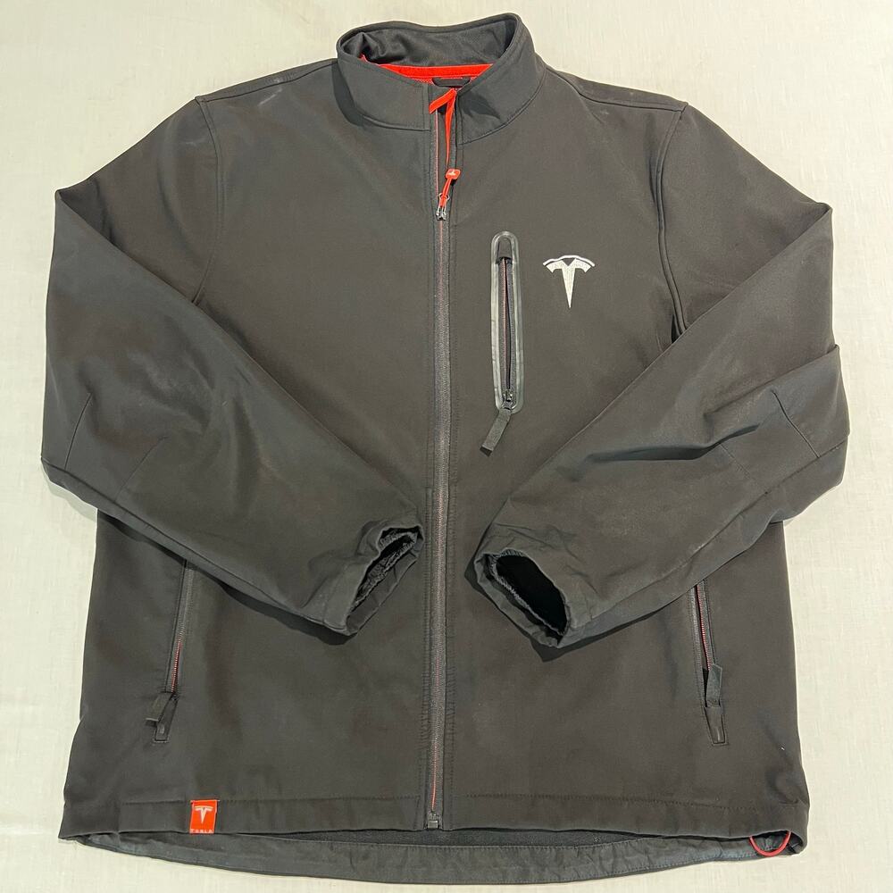 Tesla Service Black Zip Up Jacket Sz XL